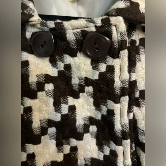 Anthropologie Tulle Womens Brown Ivory Double Breast Houndstooth Jacket Sz Med - Picture 4 of 9